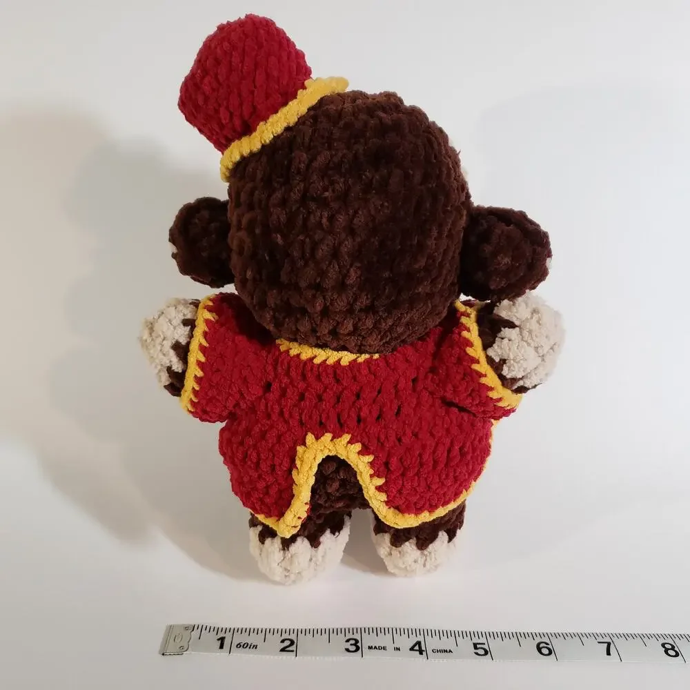 Handcrafted Crochet Circus Monkey with Vest and Hat